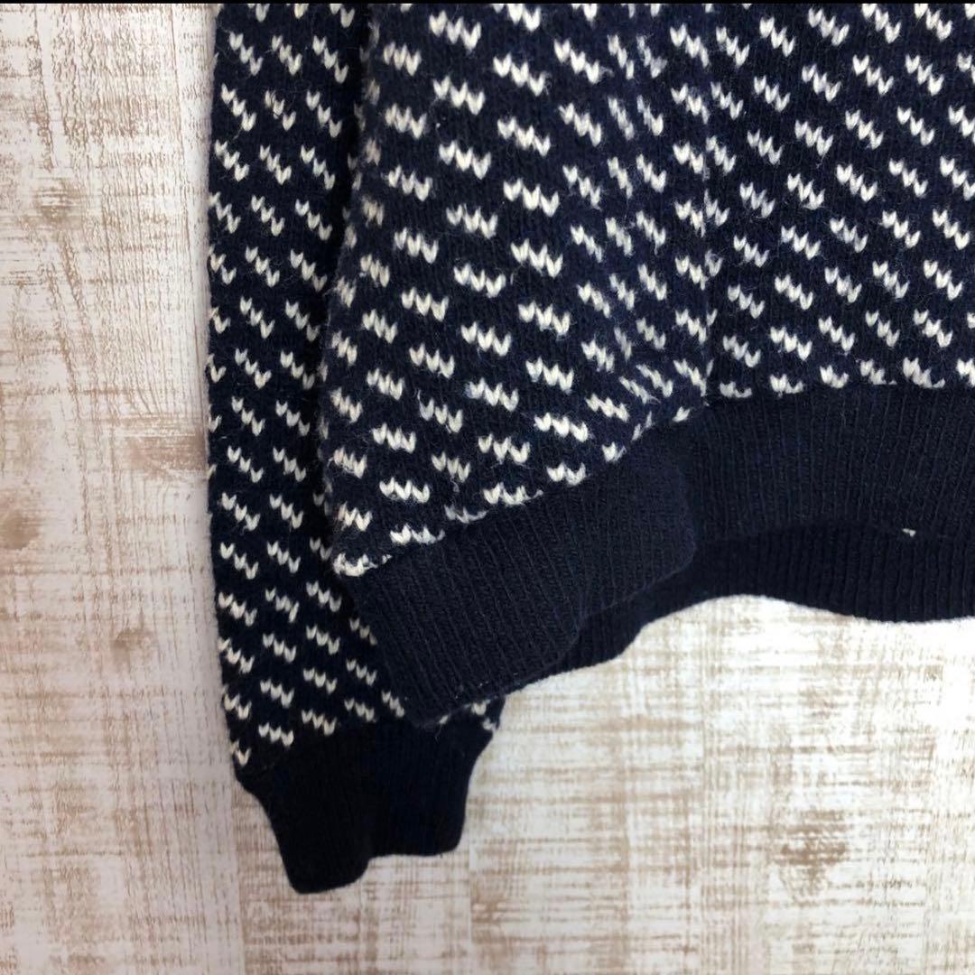 70's エルエルビーン バーズアイ ニット セーター 紺 長袖 古着