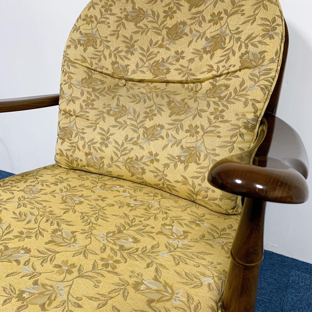 【美品】karimoku カリモク 1人掛けソファー 花柄 レトロ 高級家具