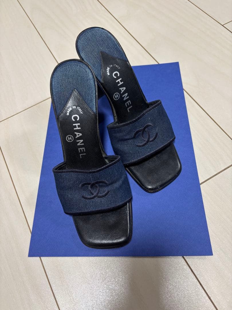 CHANEL ネイビー スライドサンダル