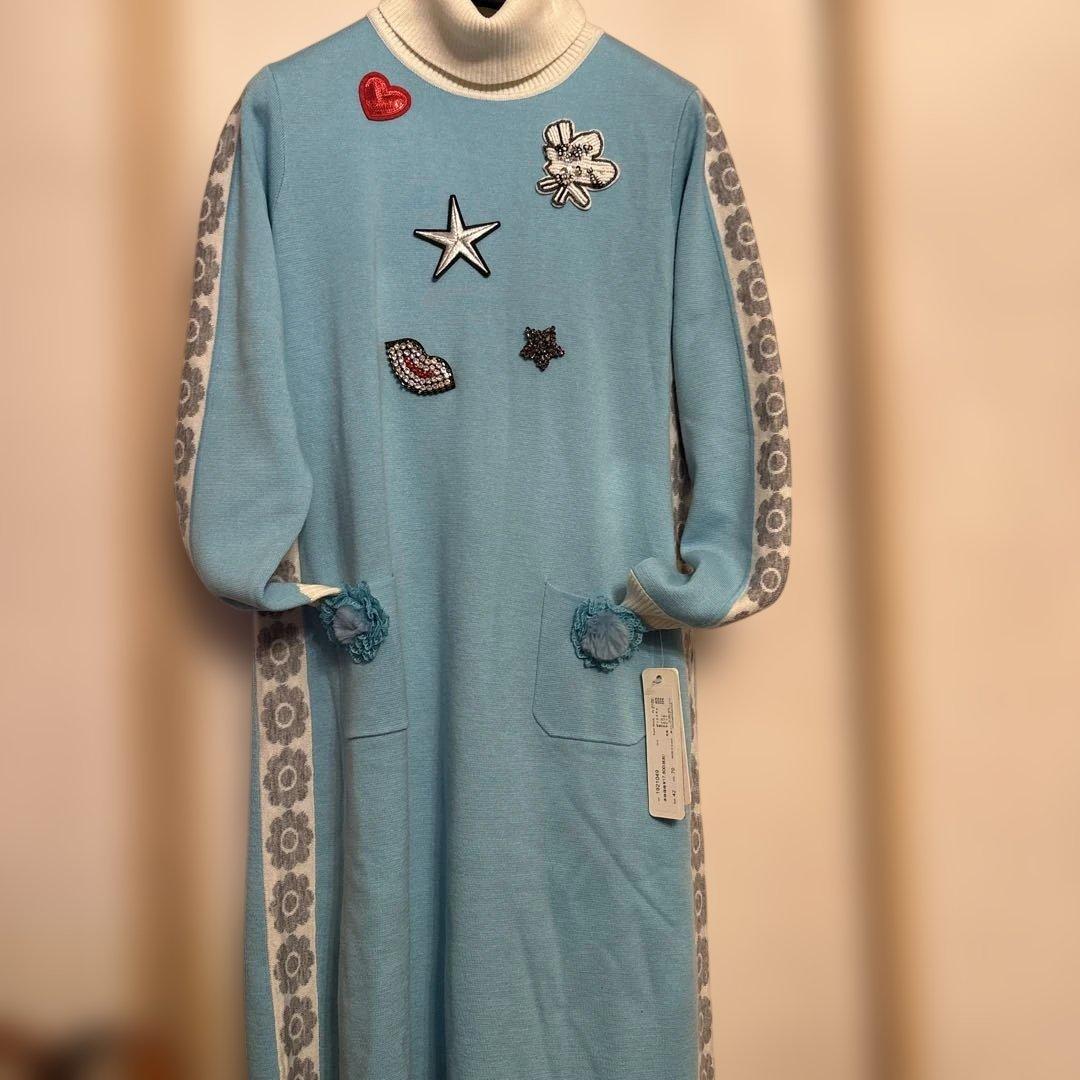 Super Beauty❣️キラキラビジューニット長袖ワンピース　新品未使用