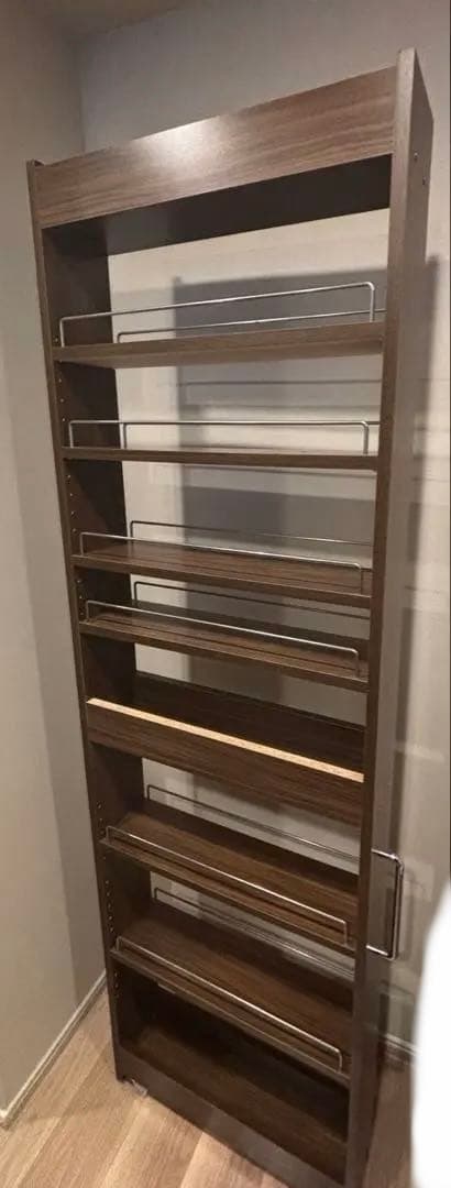 キッチン　隙間収納　幅14cm ウォールナット　キッチンラック