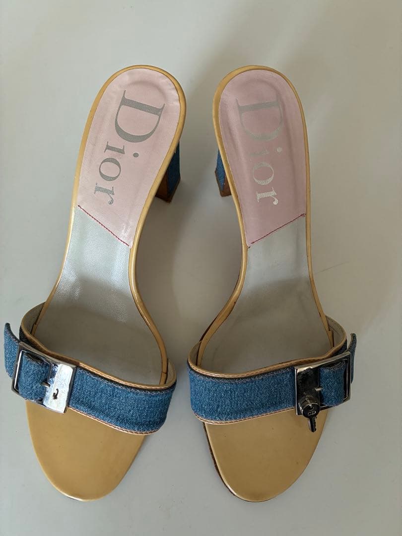 クリスチャンディオール　デニム ロック&チャーム ミュール ヒール　難あり