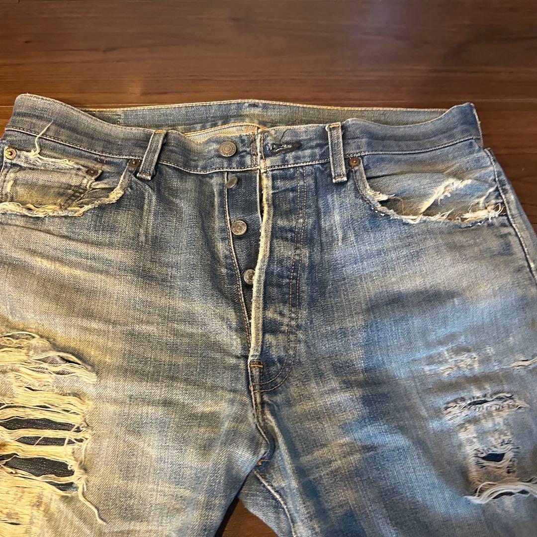 Levi's 501 W36 BIG E 縦落ち ダメージ加工古着ヴィンテージ