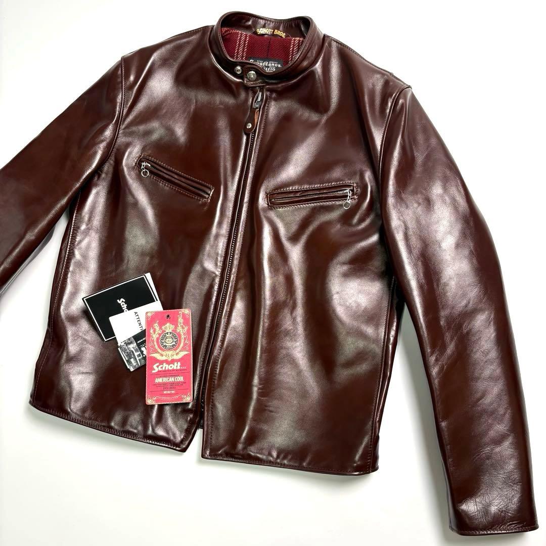 【米国製】SCHOTT レザー ライダースジャケット 馬革42 641XJH
