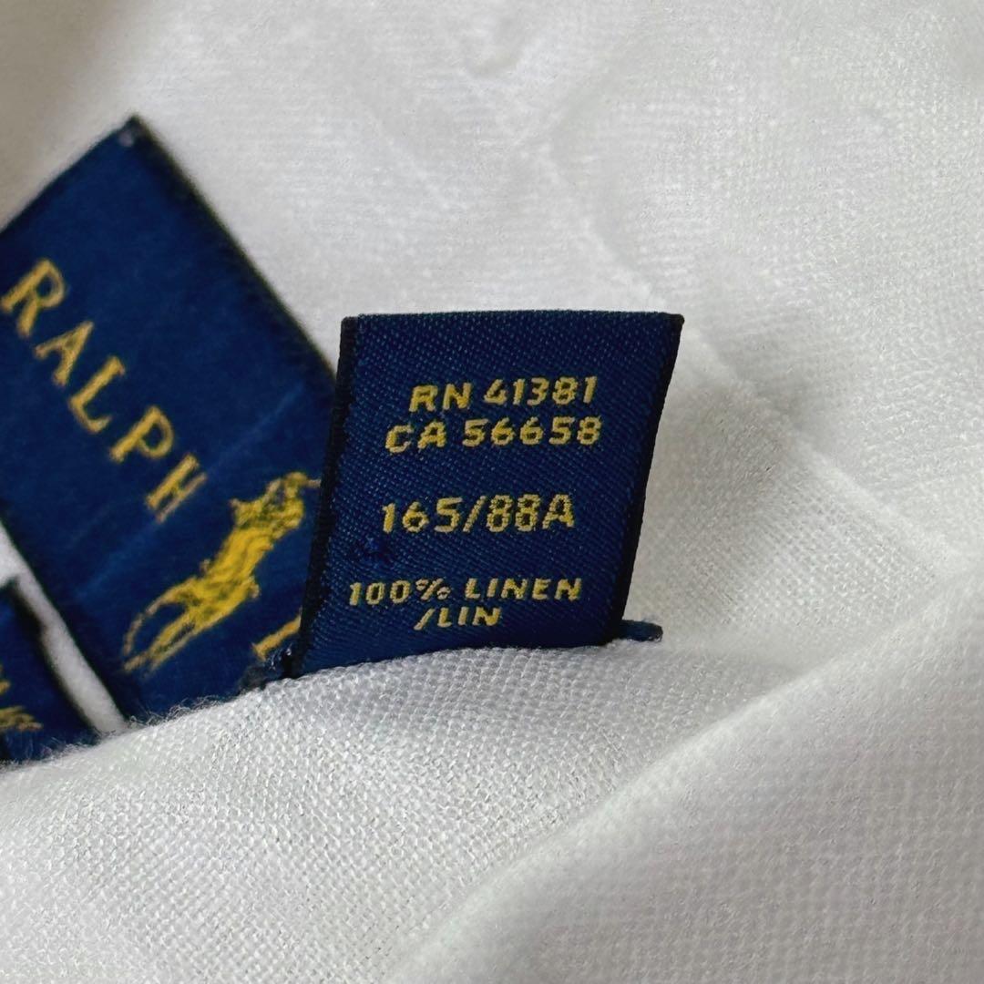 【極美品】近年 ラルフローレン リネン100％ シャツ クラシックフィット 白