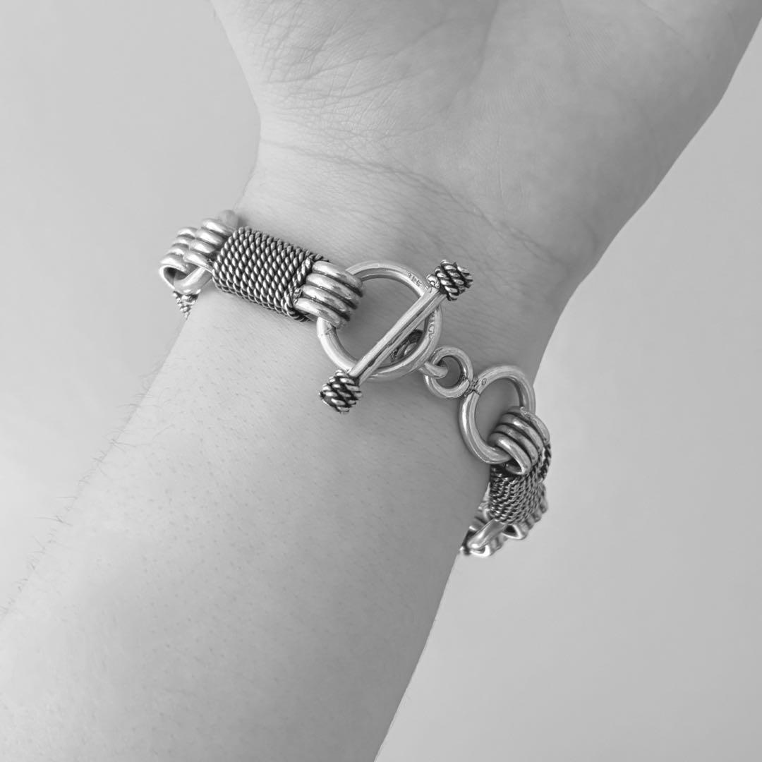 メキシコ製 ヴィンテージ 925 ヘビーロープチェーンブレスレット 82g