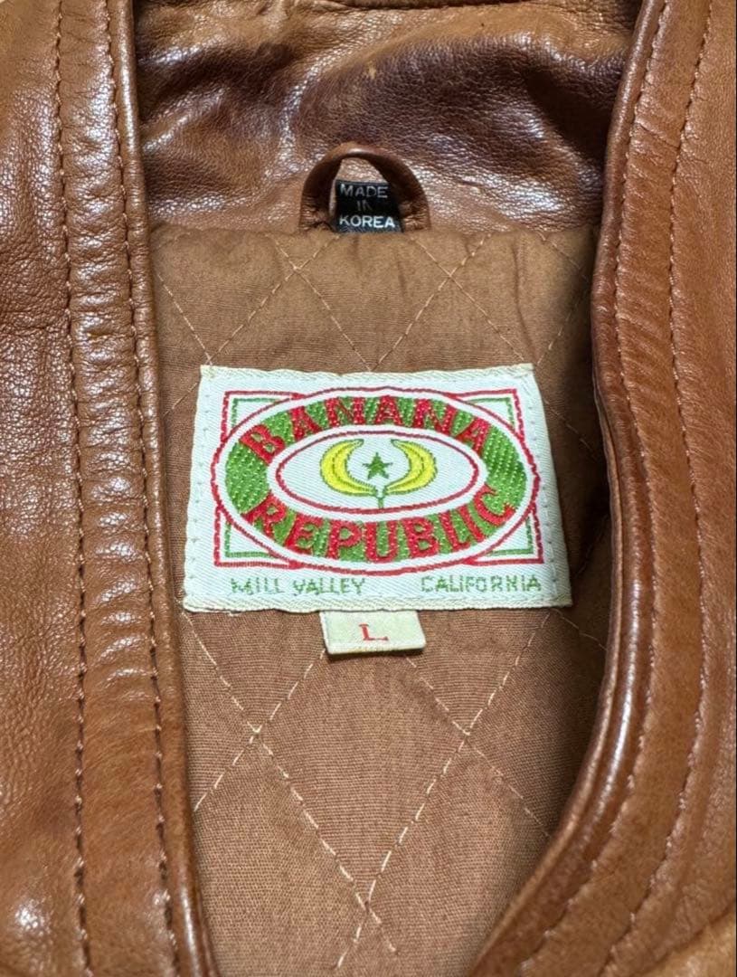 80s BANANA REPUBLIC レザーサファリベスト