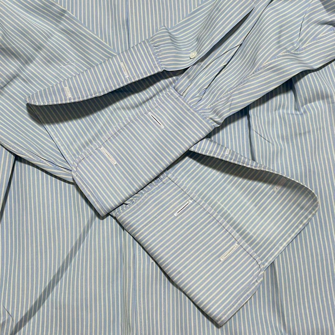 Charvet シャルベ◇ワイシャツ ストライプ フランス製 青×黄 ビジネス