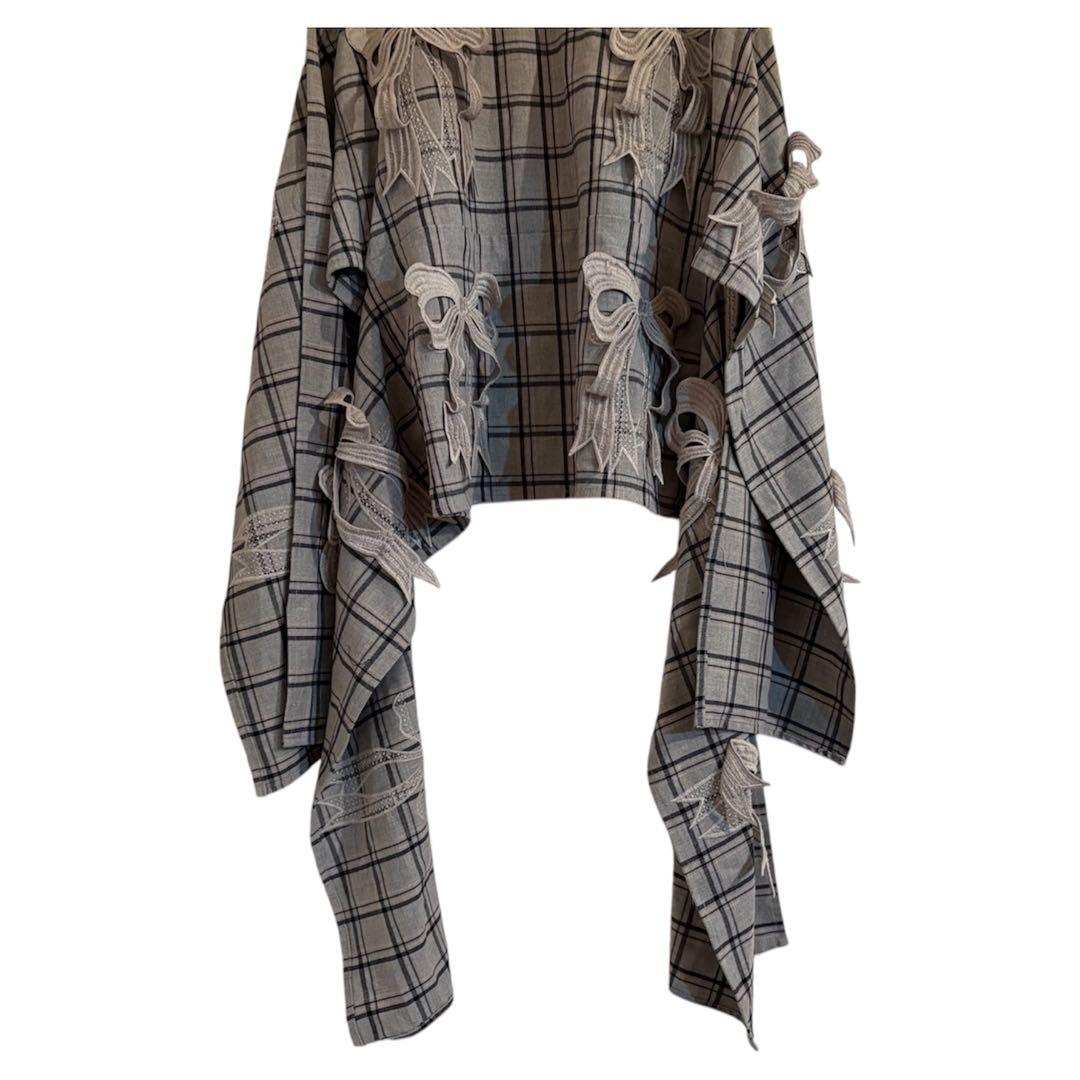 ミキオサカベ　mikiosakabe グレー　半袖ミニワンピース