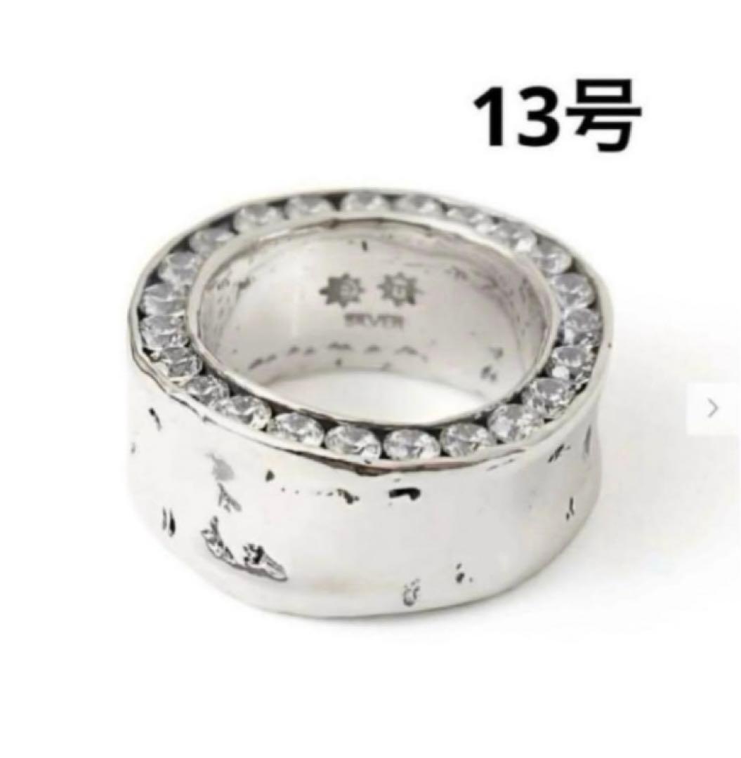 【値下げ】e.m. イーエム　サイドジルコニア埋め込みリング　13号