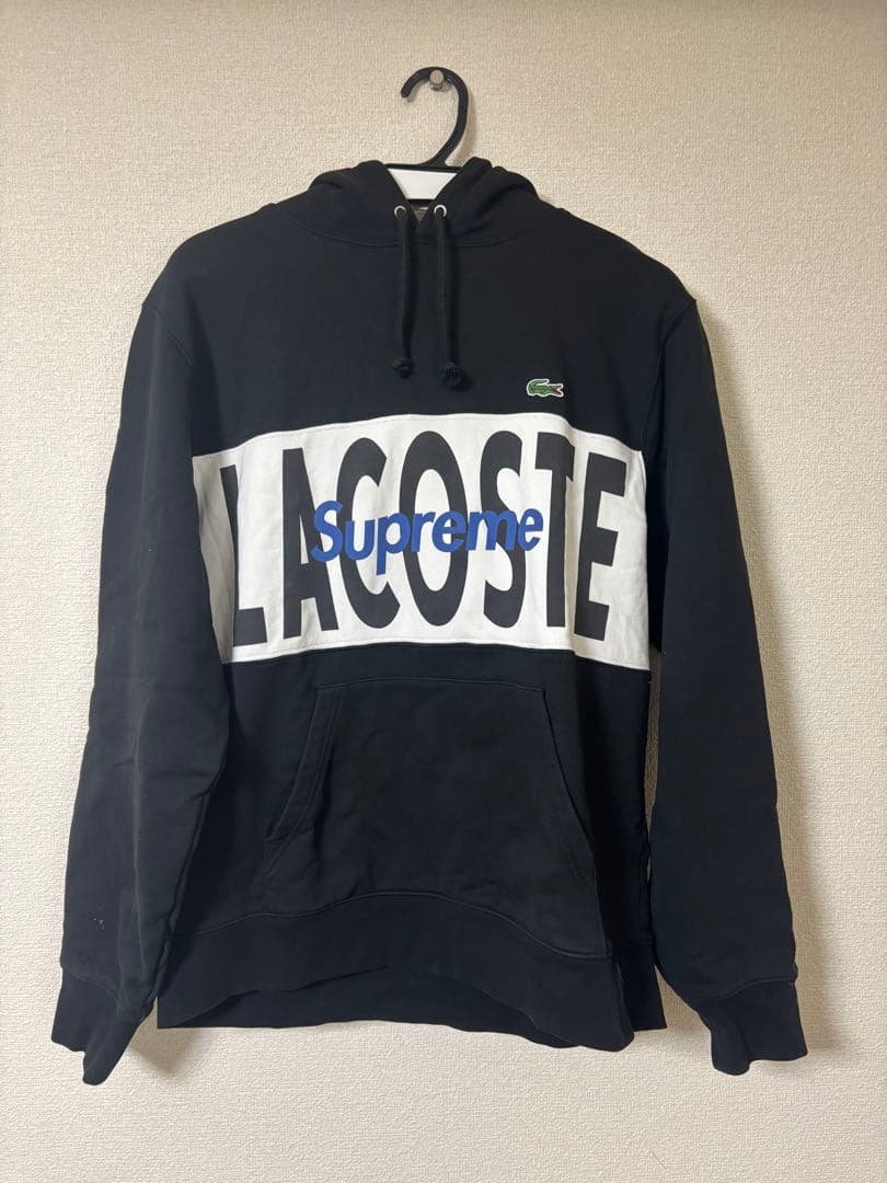 LACOSTE Supreme ロゴ パーカー ブラック