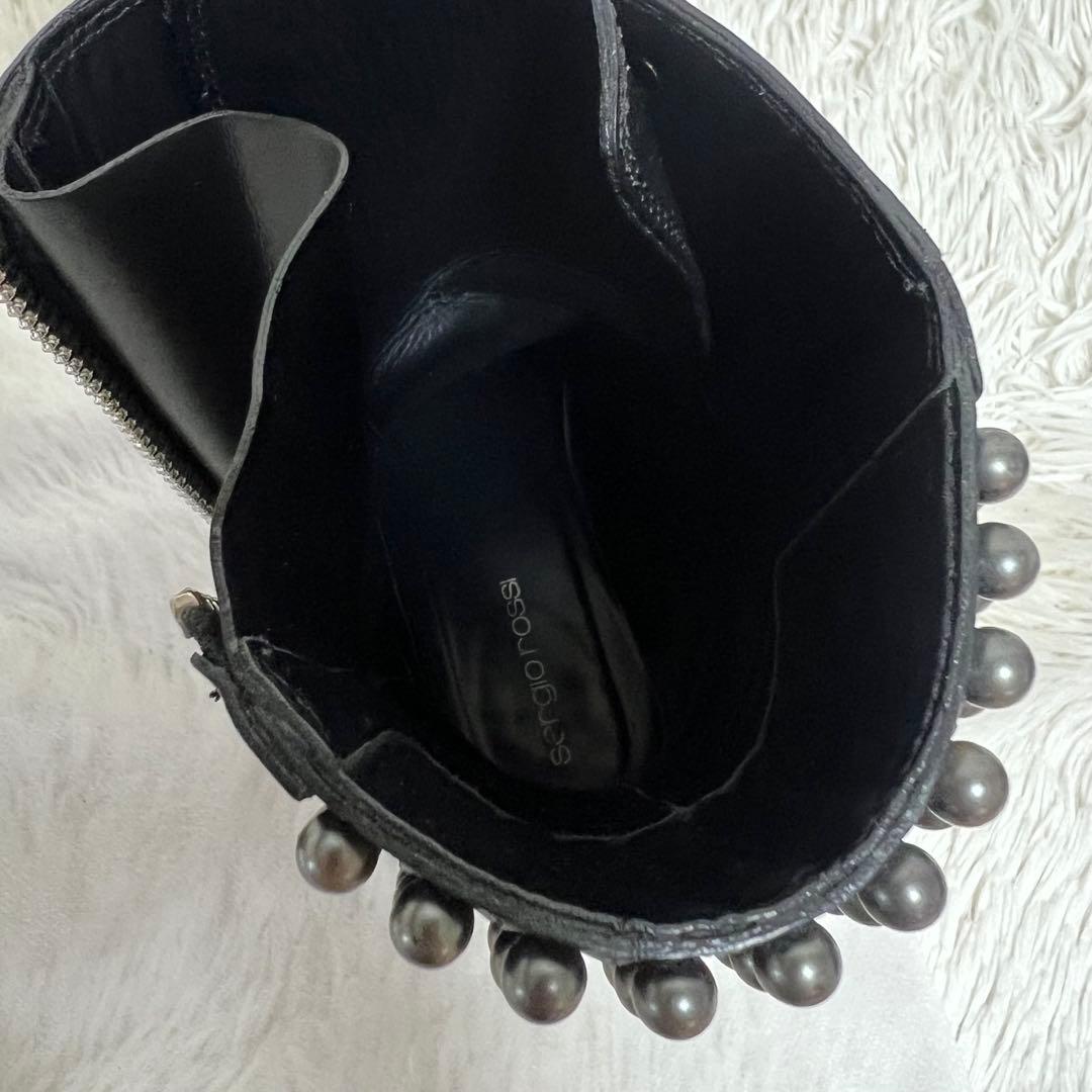 セルジオロッシ　スタッズワークブーツ　ショートブーツ　レースアップ　サイドジップ