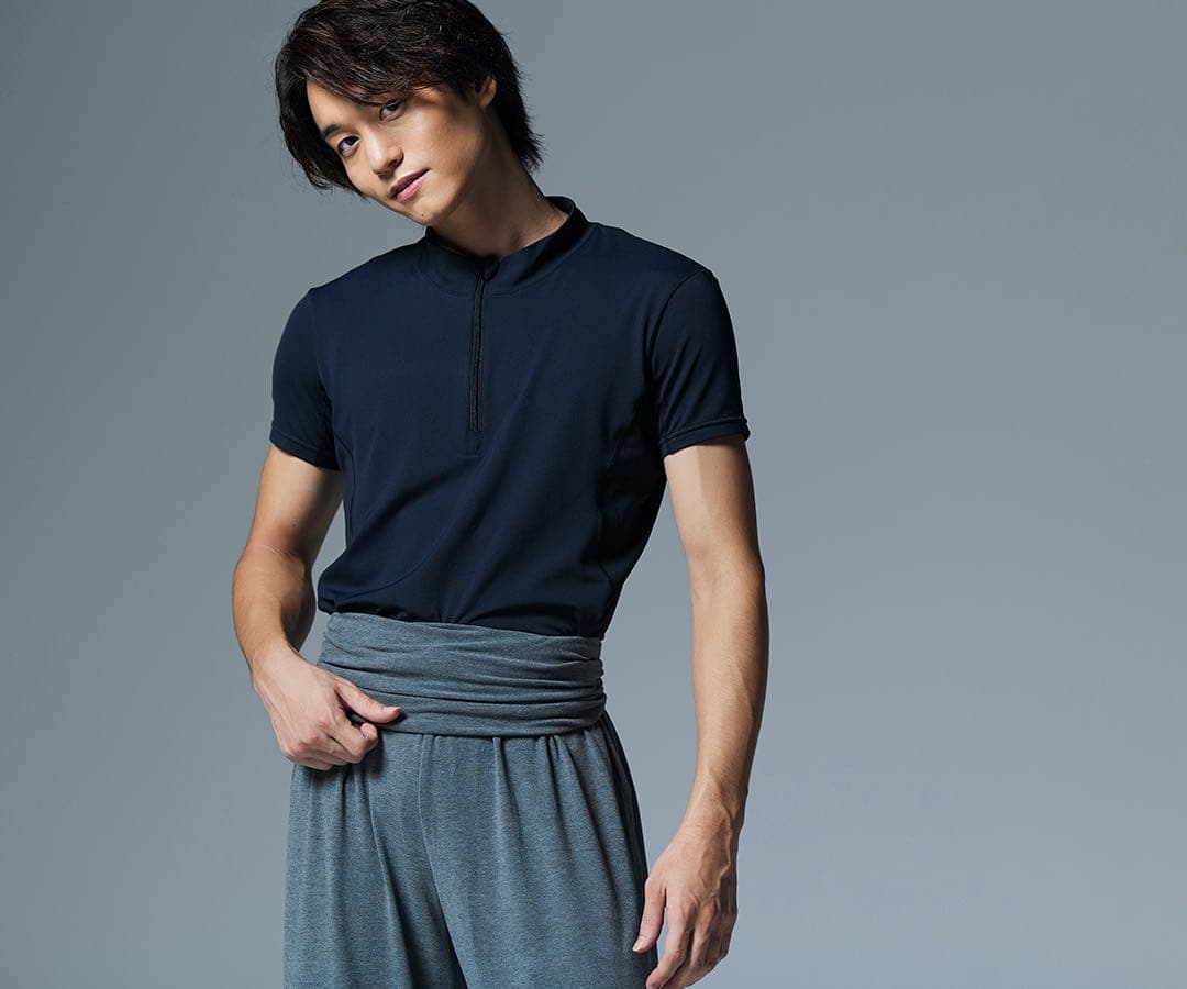 BALLET - Men ワイドレッグウォームパンツ　ブラックM