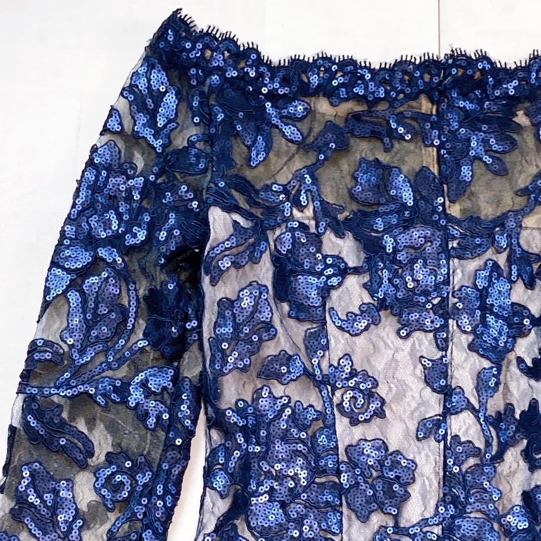 美品 タダシショージ 高級ドレス スパンコール 総コードレース