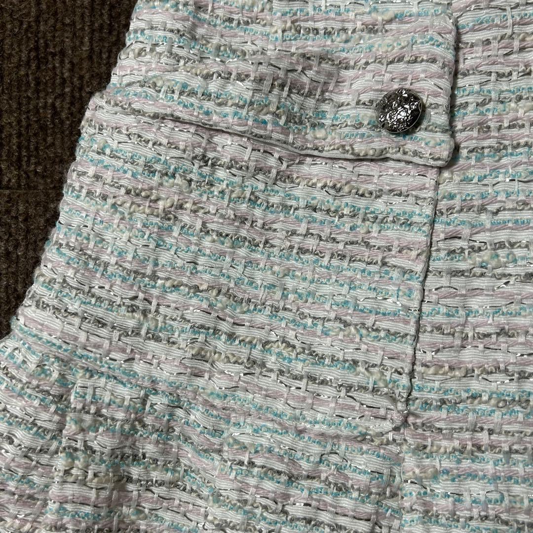 極美品✨ルネ Rene TISSUE フロントジップ ツイード　ワンピース 38