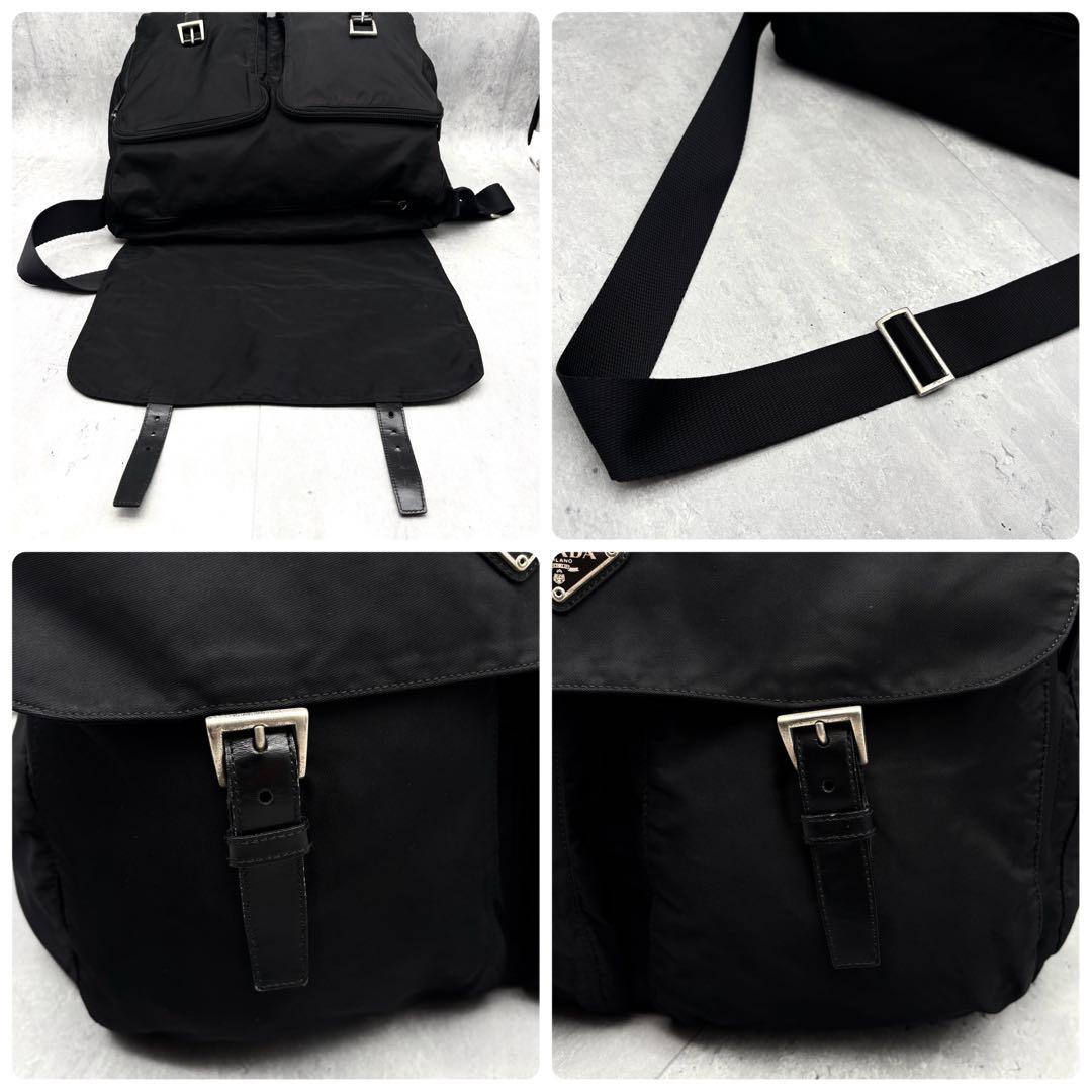 プラダ　メッセンジャーバッグ　三角ロゴ　ナイロン　ブラック　白タグ　ショルダー