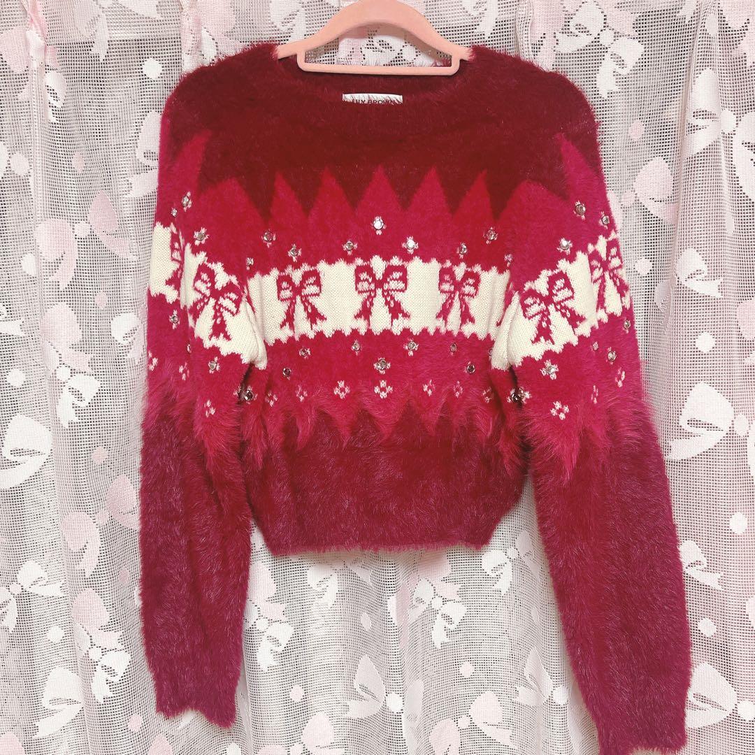 ニット セーター 「L.B CANDY STOCK」リボンビジューニット