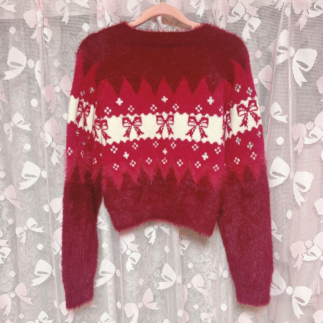 ニット セーター 「L.B CANDY STOCK」リボンビジューニット