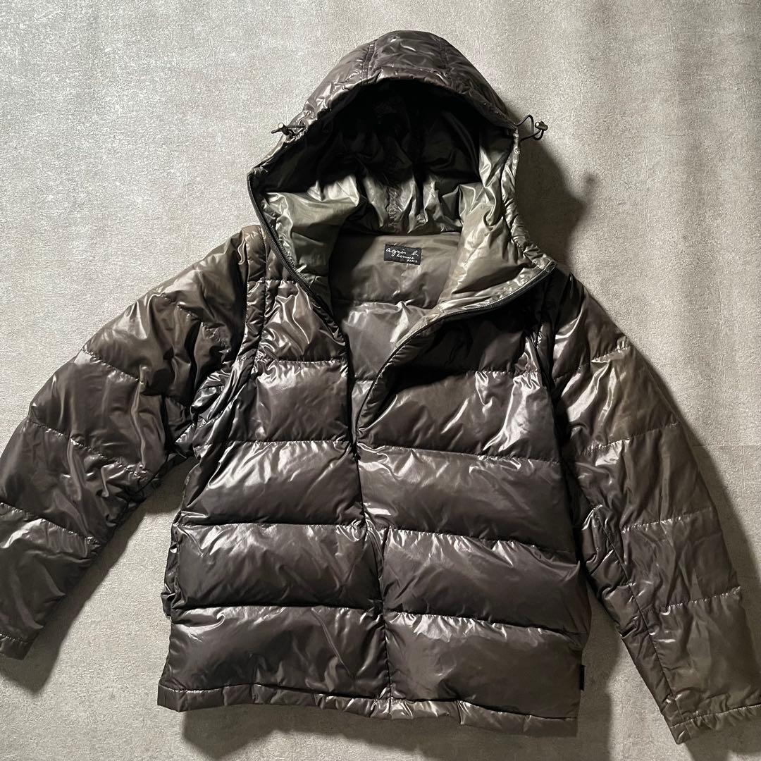 90s agnes b. ダウンジャケット 変形ジップ 鬼フェード ダウンベスト