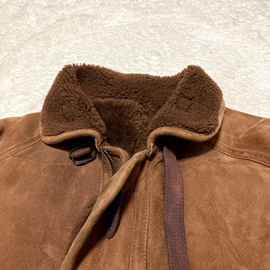 ヴィンテージ　リアルムートン　ブラウン　ランチコート　XL