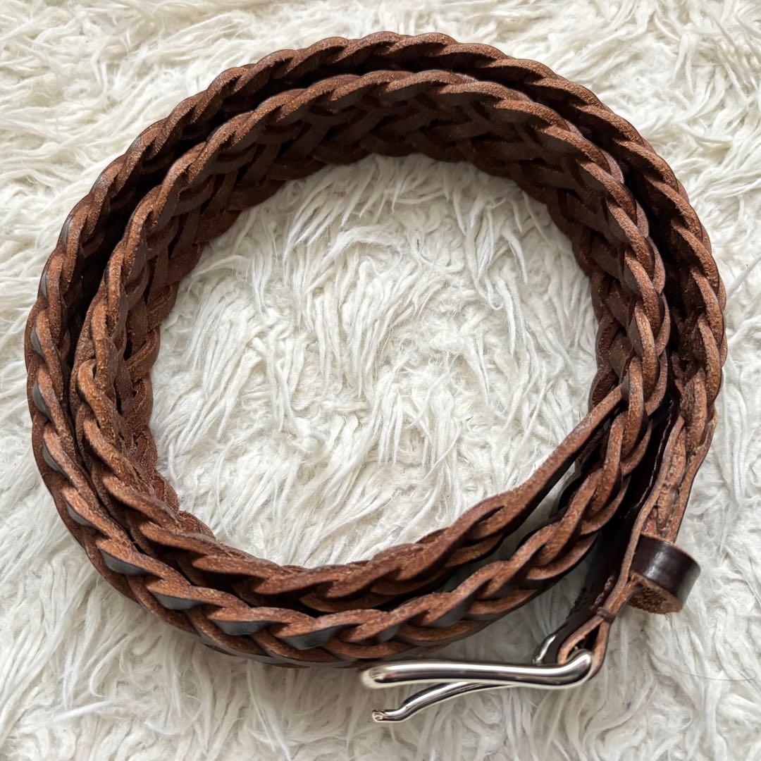 良品　Whitehouse Cox/レザーメッシュベルト/75/30 ブラウン