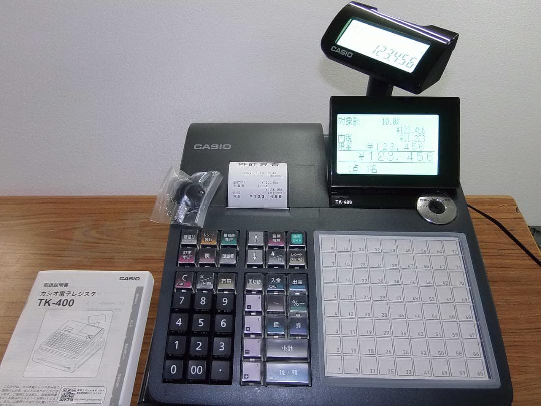 人気の黒1129設定無料TK-400飲食向72タッチカシオ　インボイスレジスター