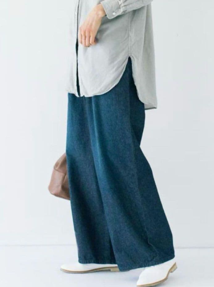 北欧暮らしの道具店 すっきり見えインタックのワイドデニム S インディゴ