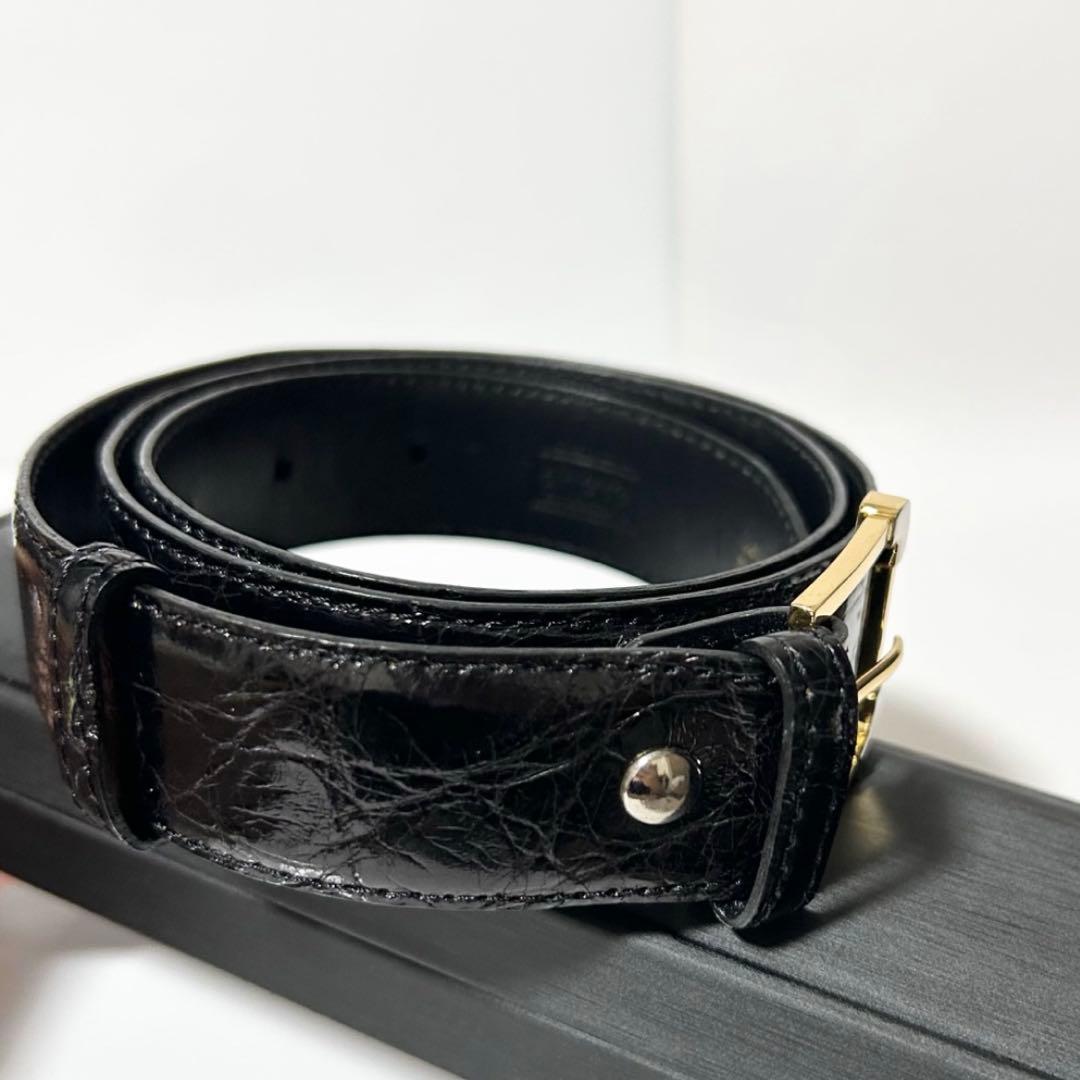 美品 LOEWE ロエベ ベルト クロコダイル型押し レザー