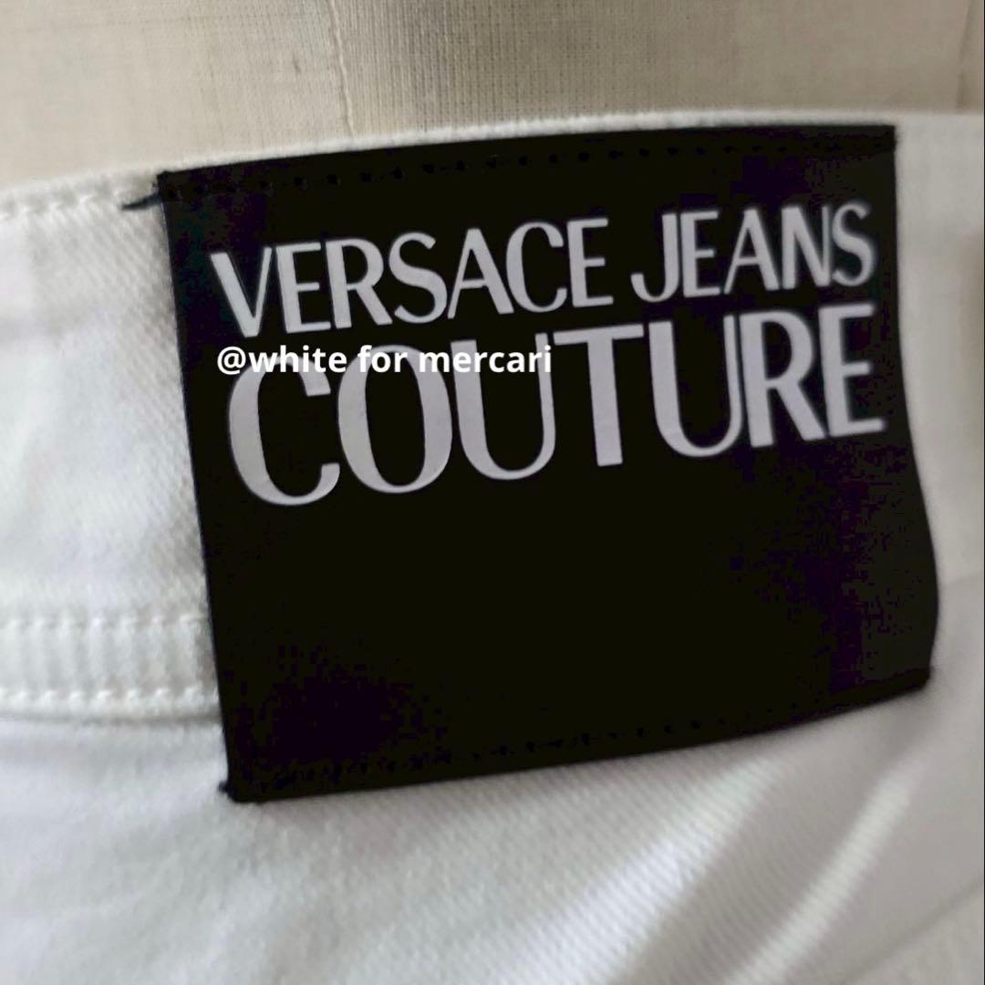 VERSACE ピンク×白アシンメトリーロゴデニム