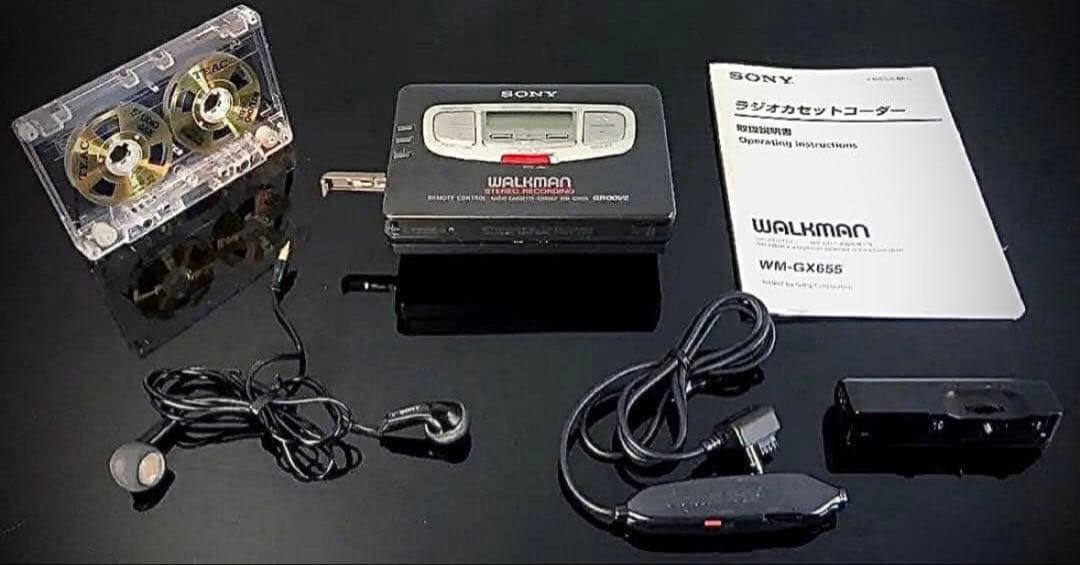 カセットウォークマン　Sony WM-GX655 黒色「整備済み、完動美品」