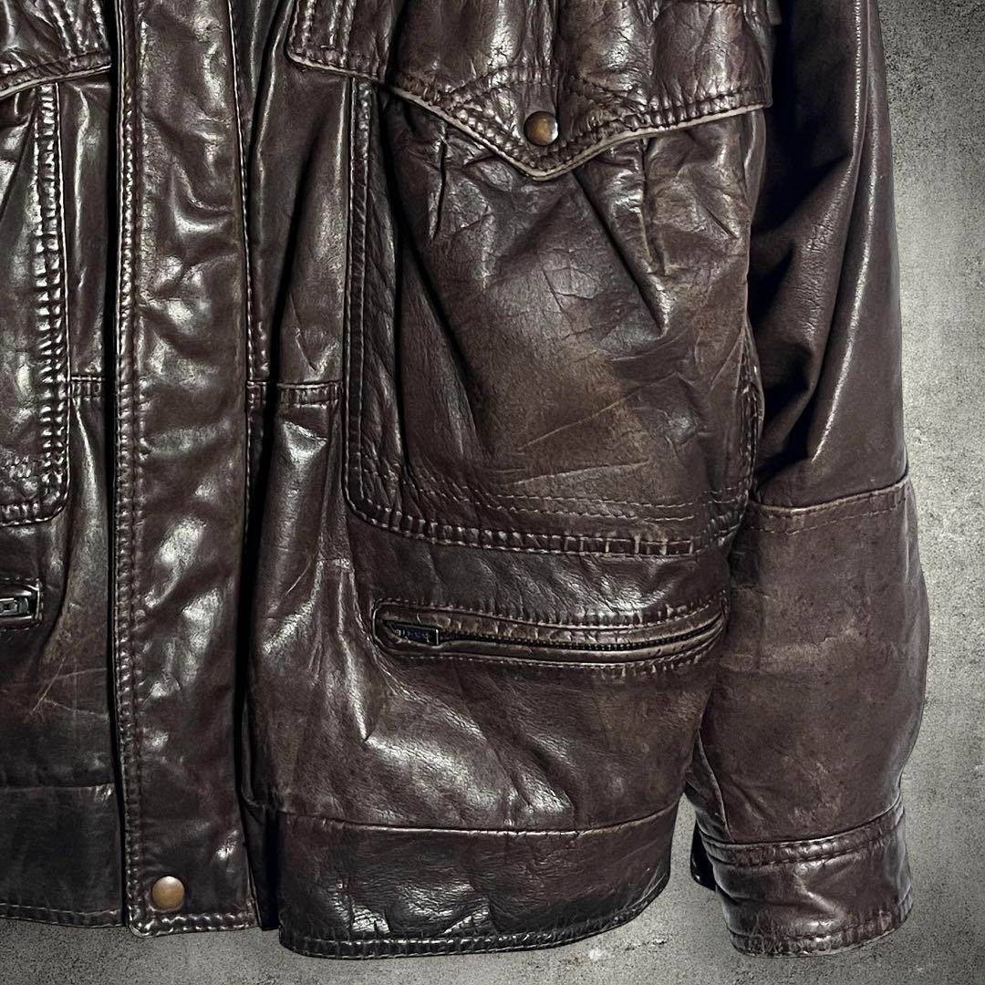 2点まとめ、ヴィンテージ A-2 フライトジャケット レザー XL相当 ブラウン