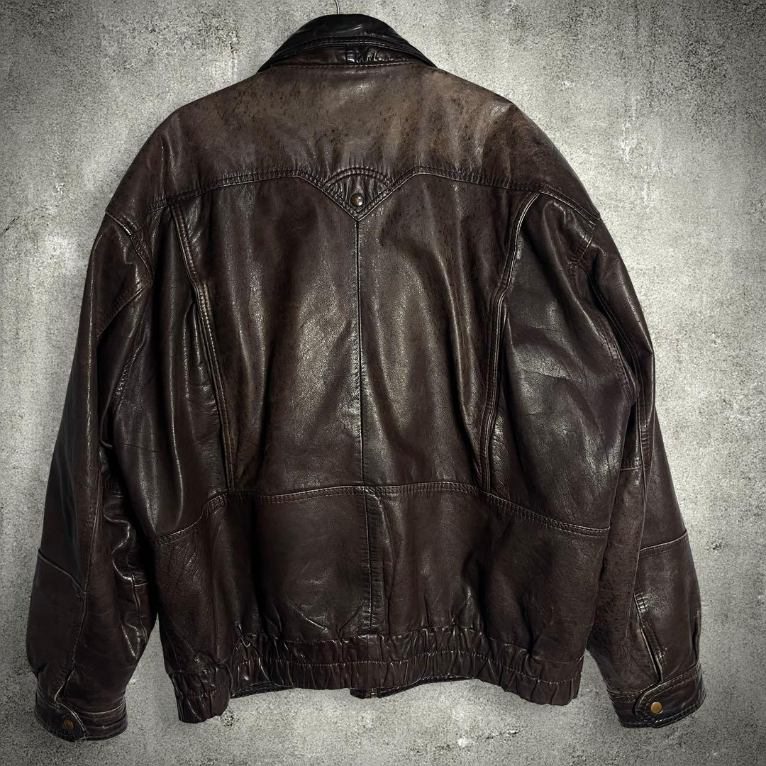 2点まとめ、ヴィンテージ A-2 フライトジャケット レザー XL相当 ブラウン