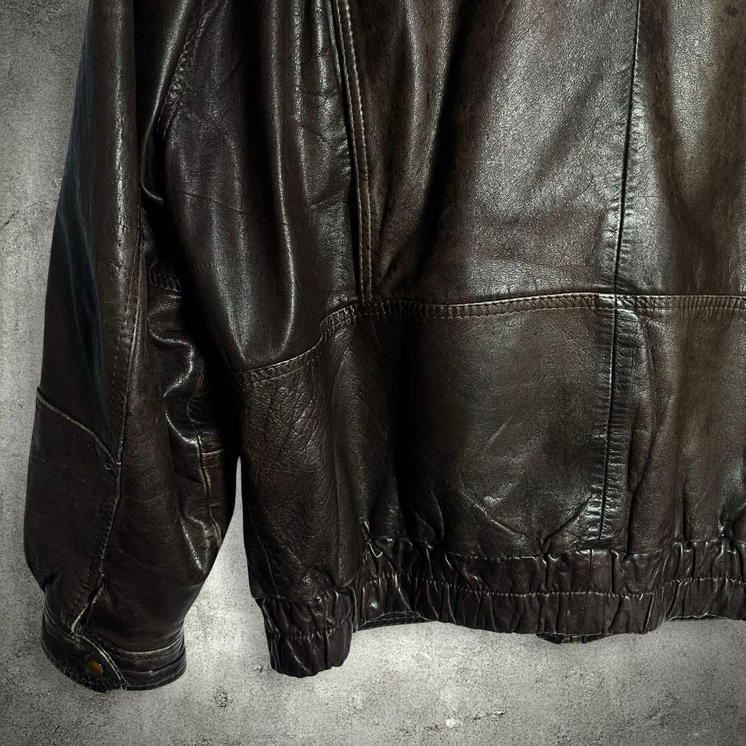 2点まとめ、ヴィンテージ A-2 フライトジャケット レザー XL相当 ブラウン