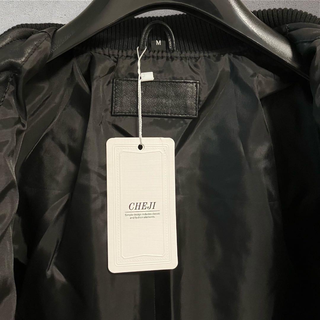 新品　CHEJI ブラック　キルティング　ボンバージャケット　レザー　ジャケット