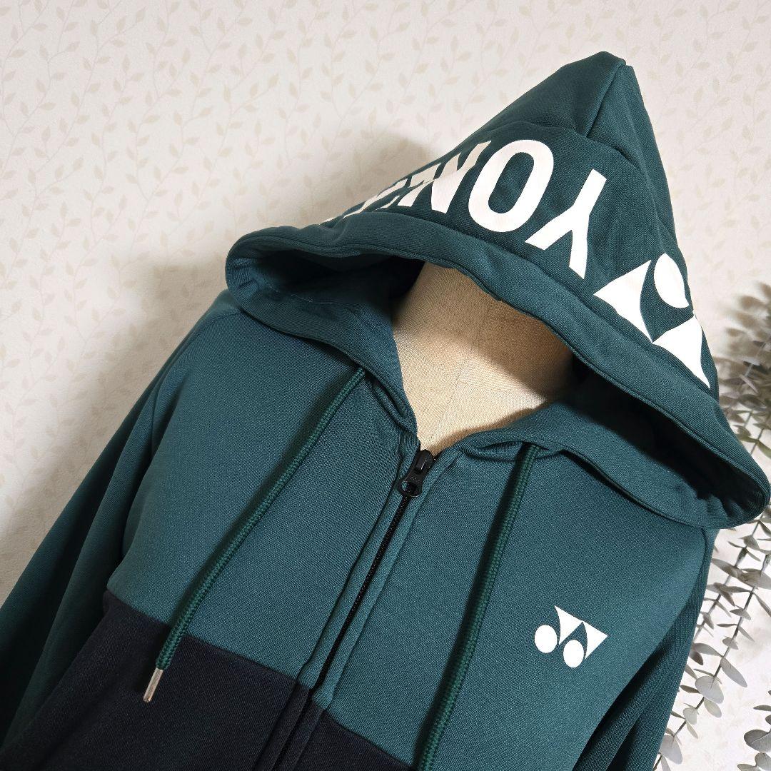 美品　YONEX　スウェットパーカー　m　ブラック　グリーン　M　長袖　メンズ