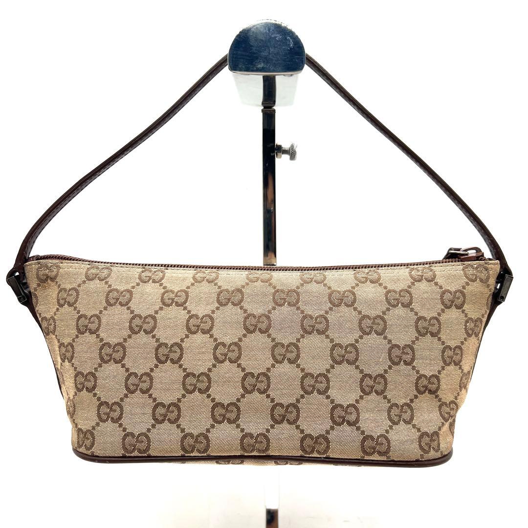 【極美品】グッチ GG ハンドバッグ アクセサリーポーチ キャンバス レザー