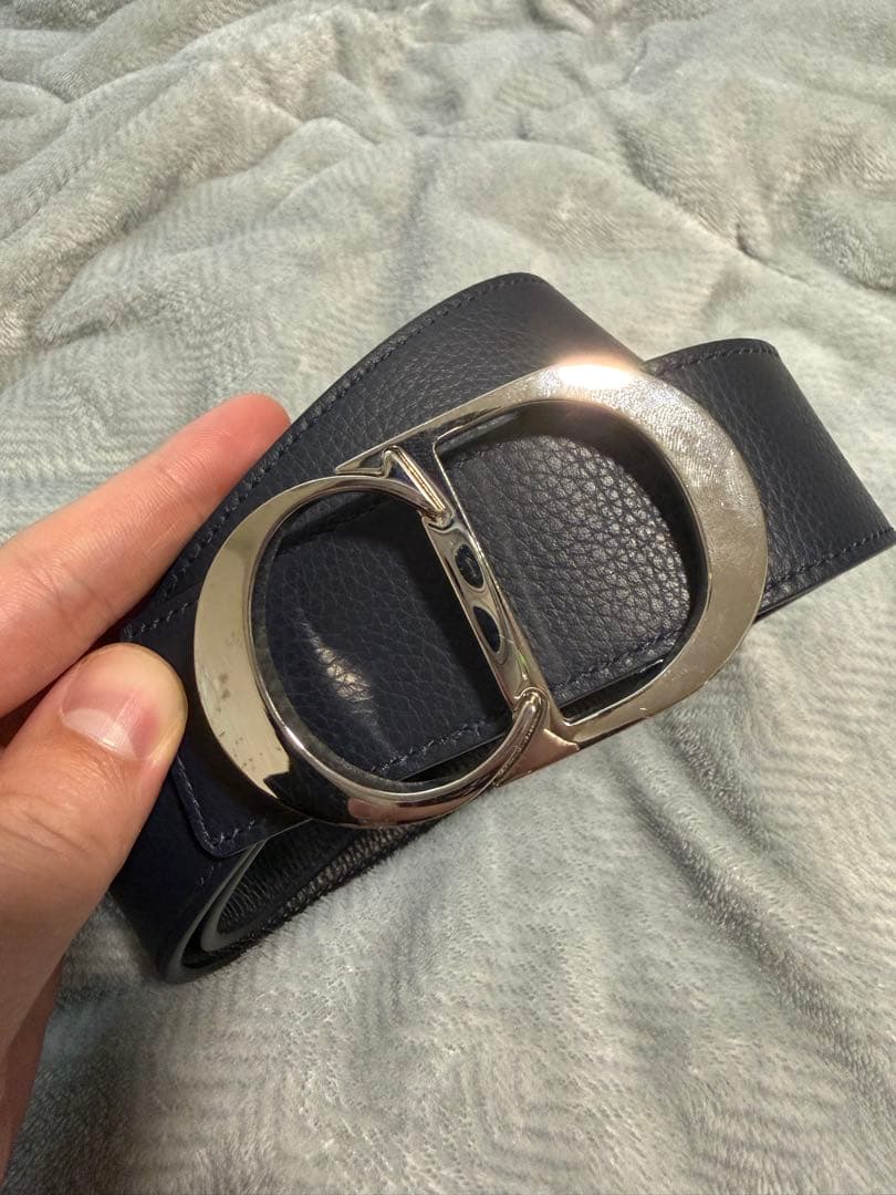 【markn】Dior 黒レザーベルト Dロゴバックル