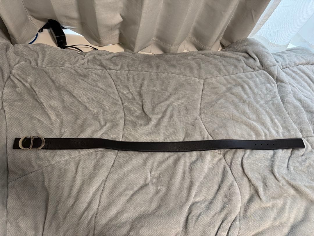 【markn】Dior 黒レザーベルト Dロゴバックル