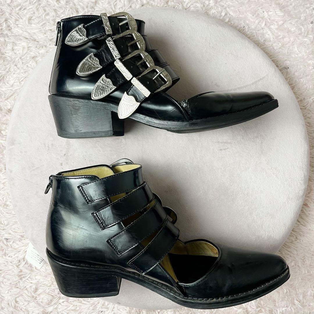 ✖︎ トーガプルラ バックル ベルト ショートブーツ レザー ブラック 黒 37