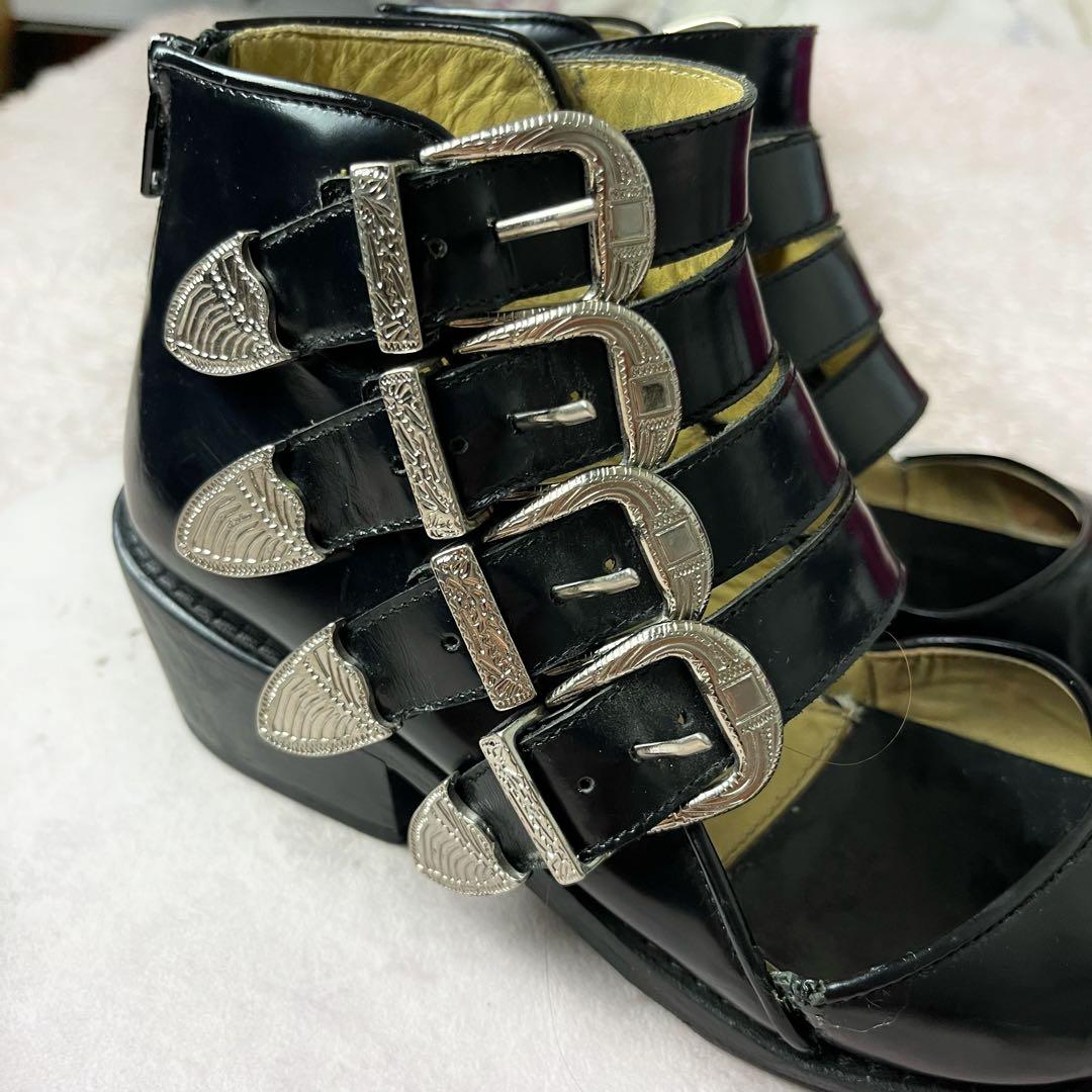 ✖︎ トーガプルラ バックル ベルト ショートブーツ レザー ブラック 黒 37