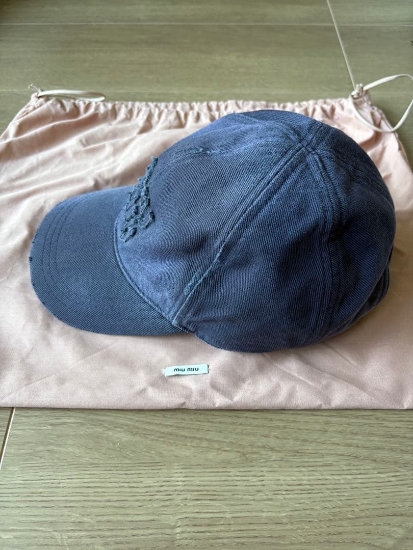 cota レア miu miu キャップ デニム ヴィンテージ加工 L