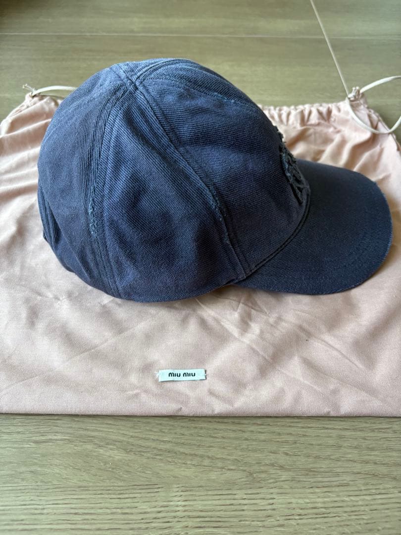 cota レア miu miu キャップ デニム ヴィンテージ加工 L