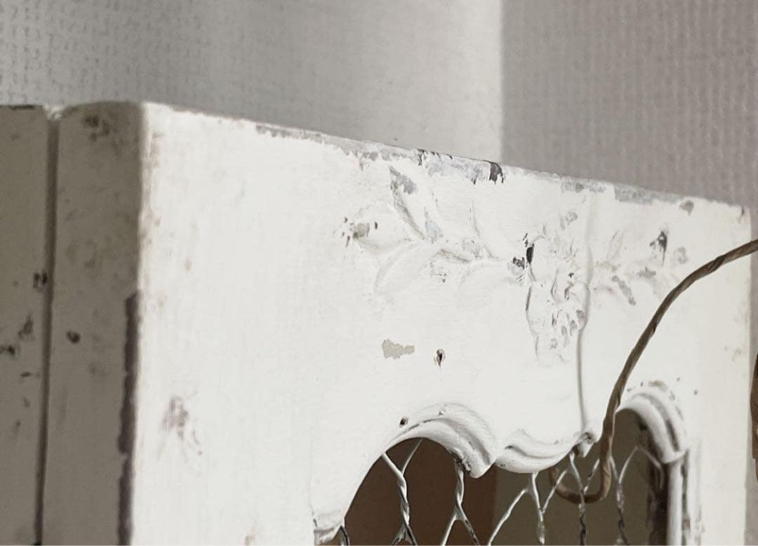 フランスアンティーク　ウォールシェルフ　グリアージュ　棚　壁掛け　白　鍵