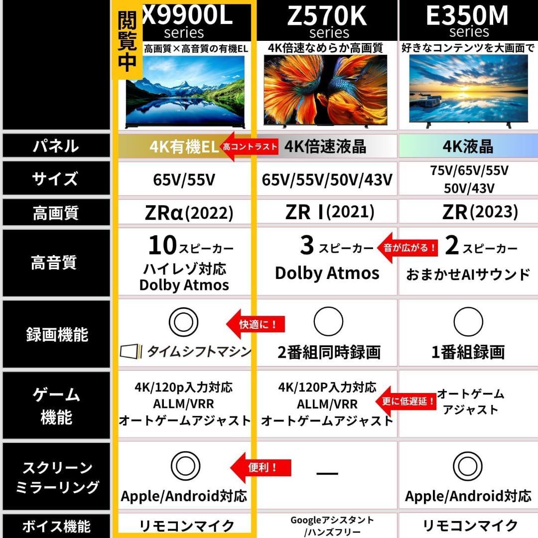 23年製 東芝REGZA 55V型 55X9900L 4K有機ELテレビ
