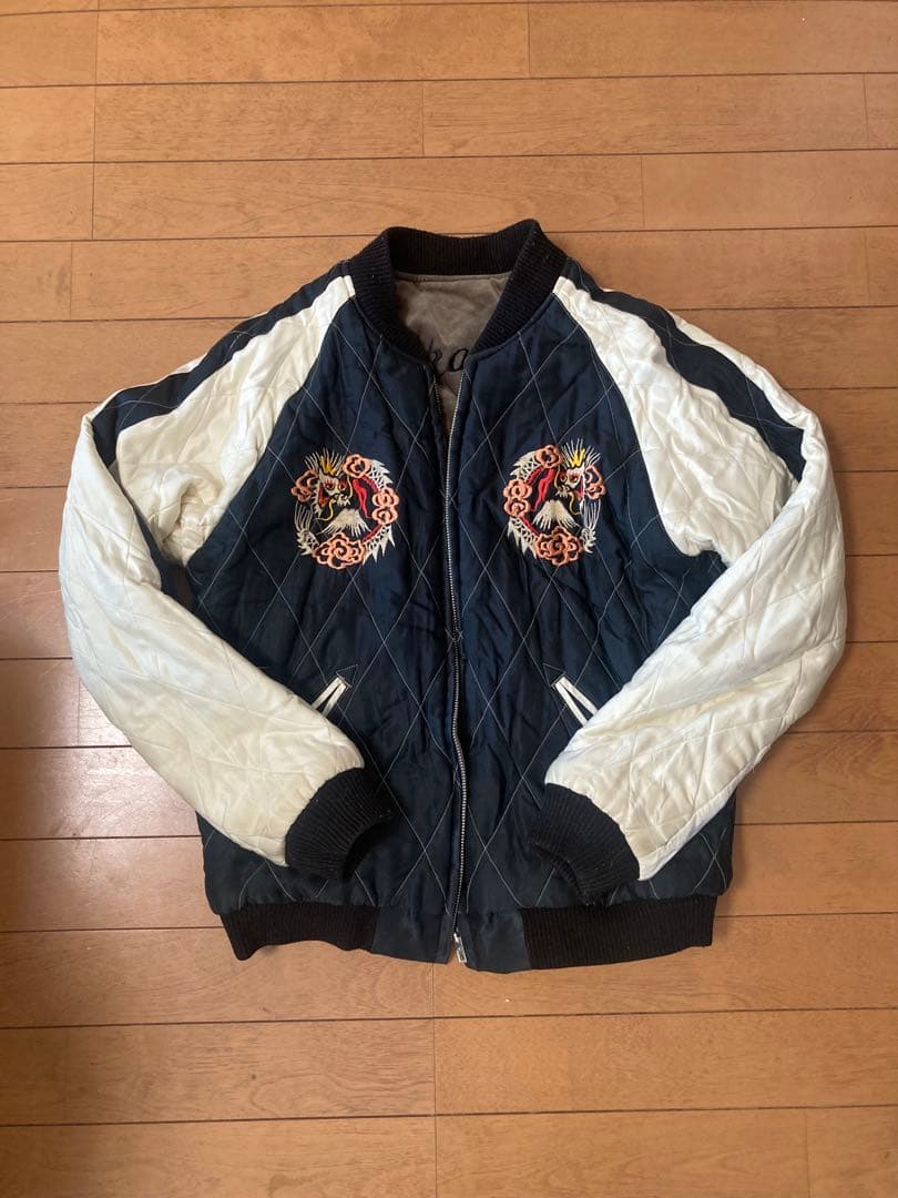 【希少】tt15175 グレー別珍 テーラー東洋 別珍 スカジャン Mサイズ