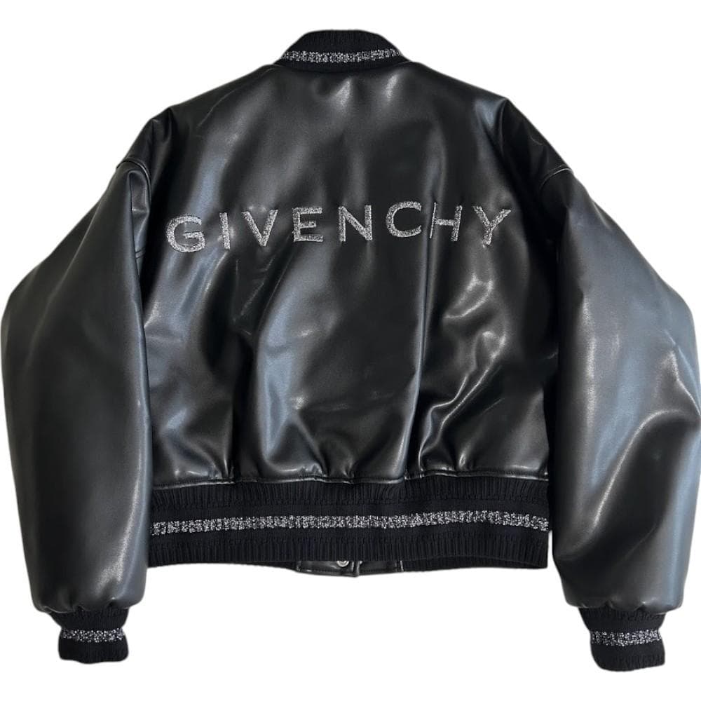 新品！GIVENCHYジバンシーロゴ刺しゅうフェイクレザージャケットS~M相当