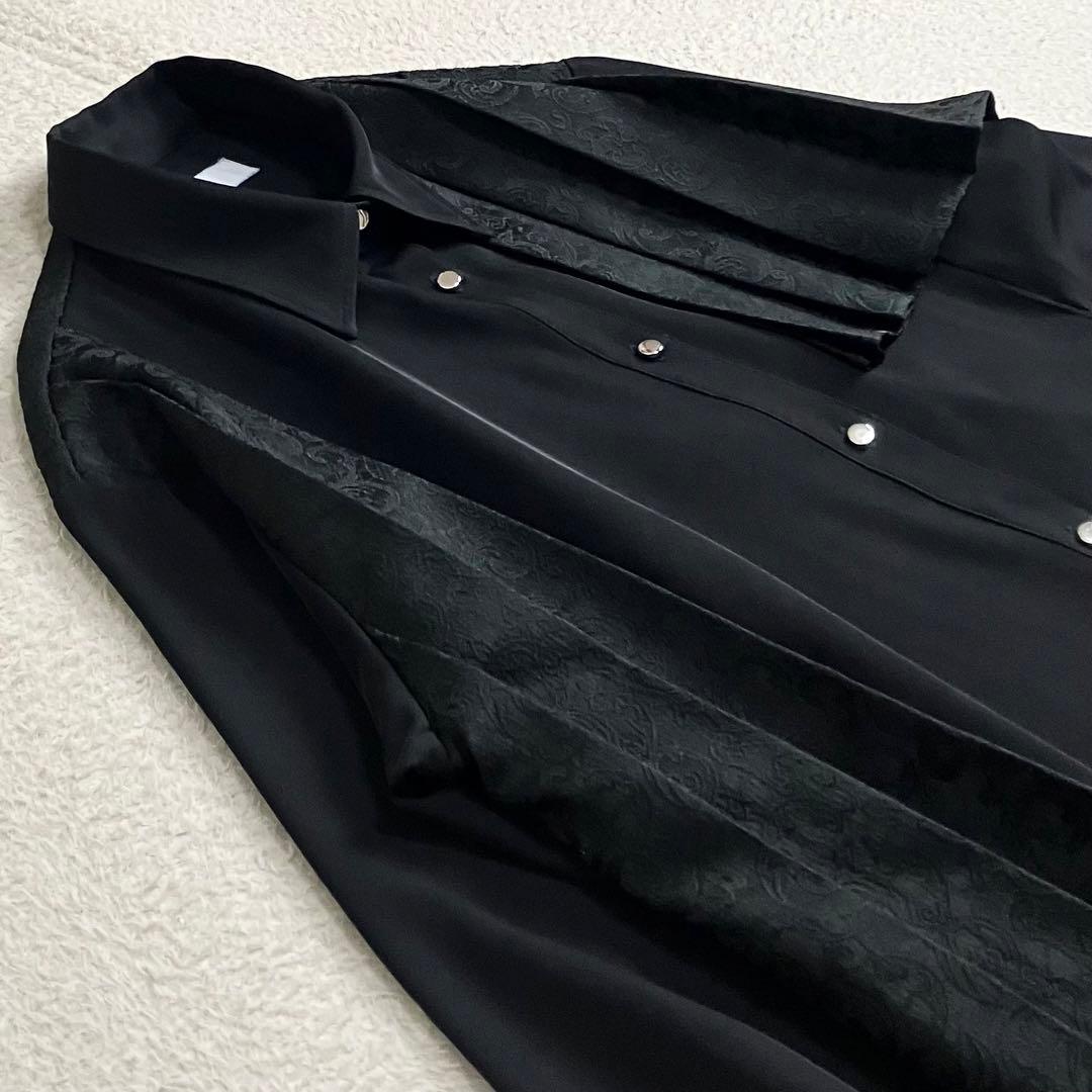 HARE ハレ　ジャガードキリカエプリーツシャツ　ブラック 長袖　F 匿名配送