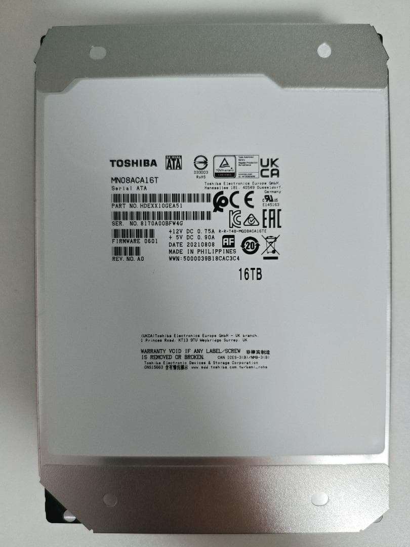 東芝 3.5インチ内蔵HDD 16TB 2台セット 一部欠け有り