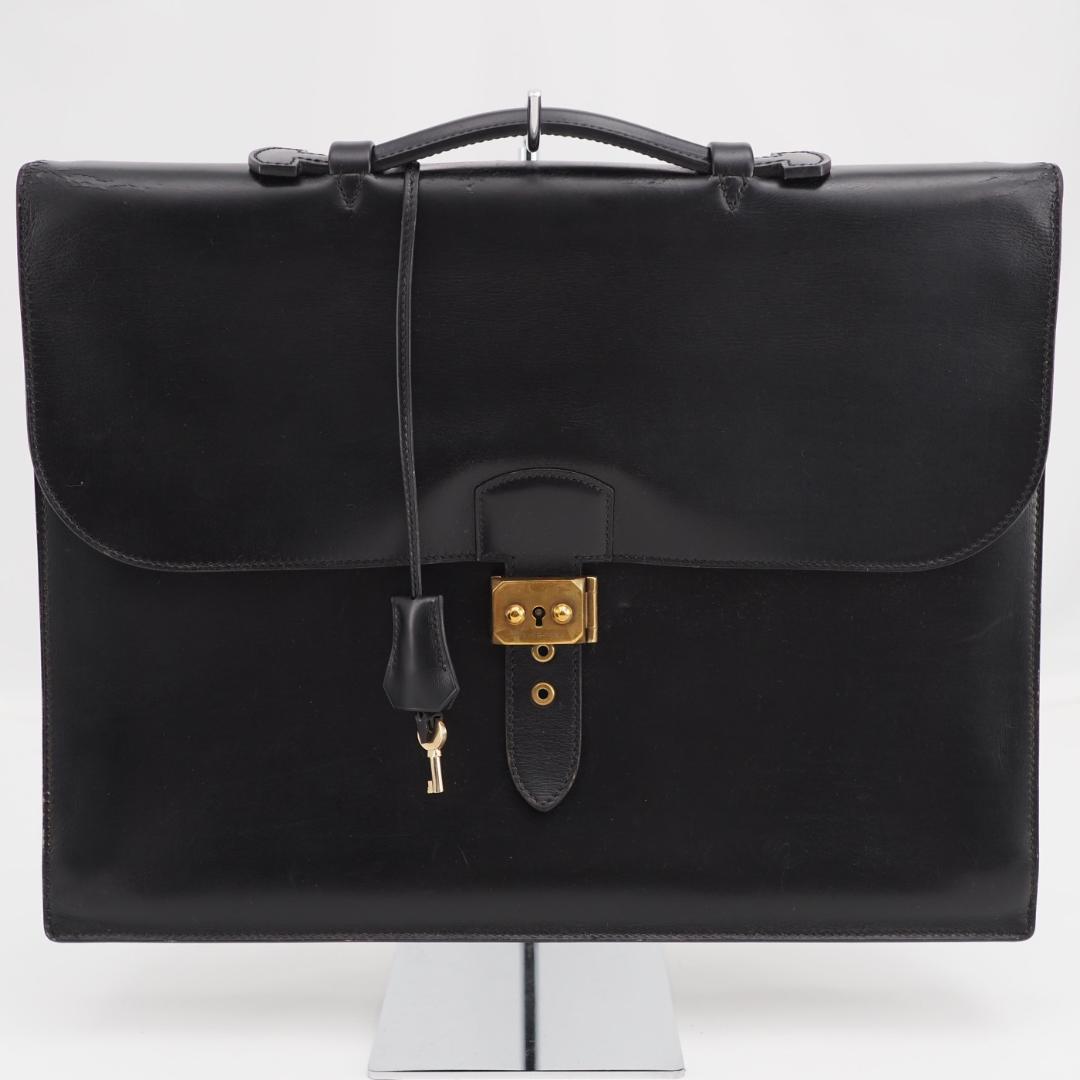 セール HERMES エルメス サックアデペッシュ38 カーフスキン ブラック