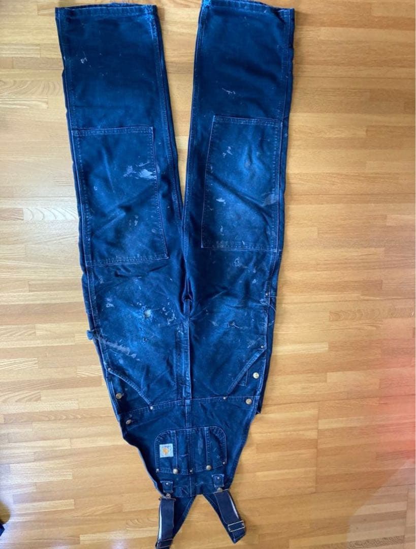 カーハート　USA製　ブラック　ダブルニー　オーバーオール